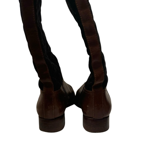 Tory Burch Rosalie brown leather quilted tall riding boots 6 - Picture 5 of 10